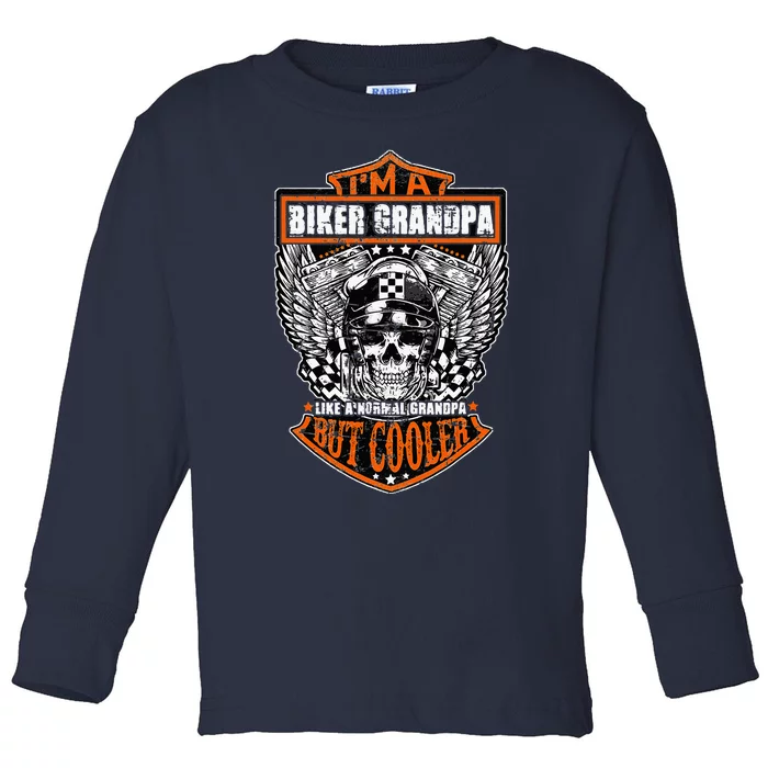 Im A Biker Grandpa Like A Normal Grandpa But Cooler Gifts Toddler Long Sleeve Shirt