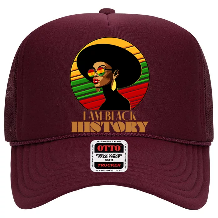 I Am Black History Stylish Black African American Woman High Crown Mesh Trucker Hat