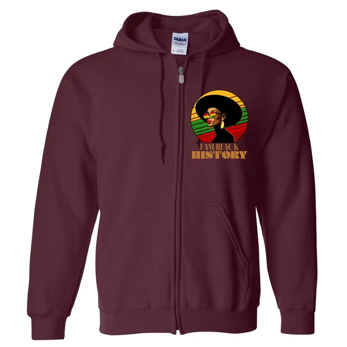 I Am Black History Stylish Black African American Woman Full Zip Hoodie