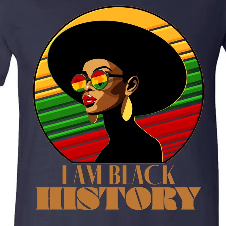 I Am Black History Stylish Black African American Woman V-Neck T-Shirt