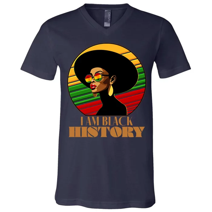 I Am Black History Stylish Black African American Woman V-Neck T-Shirt