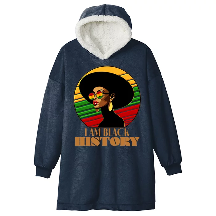 I Am Black History Stylish Black African American Woman Hooded Wearable Blanket