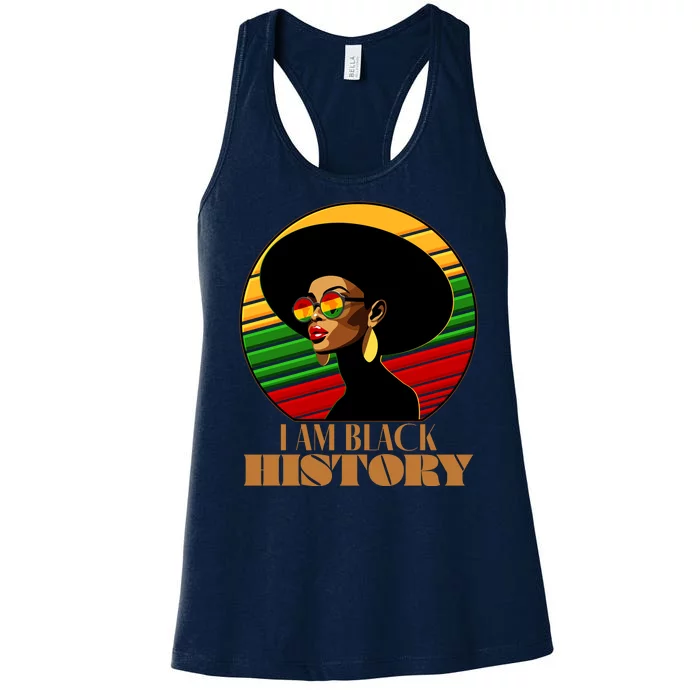 I Am Black History Stylish Black African American Woman Women's Racerback Tank