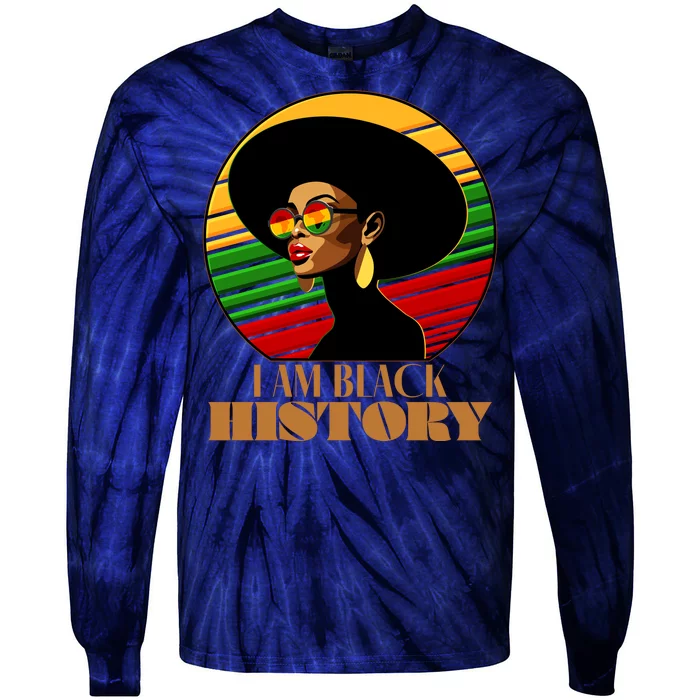 I Am Black History Stylish Black African American Woman Tie-Dye Long Sleeve Shirt