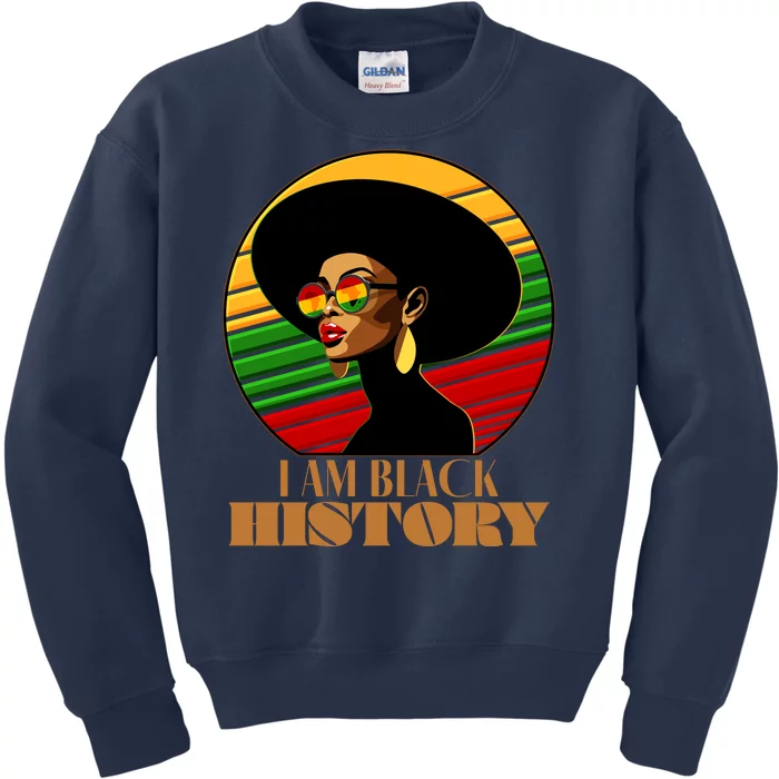 I Am Black History Stylish Black African American Woman Kids Sweatshirt