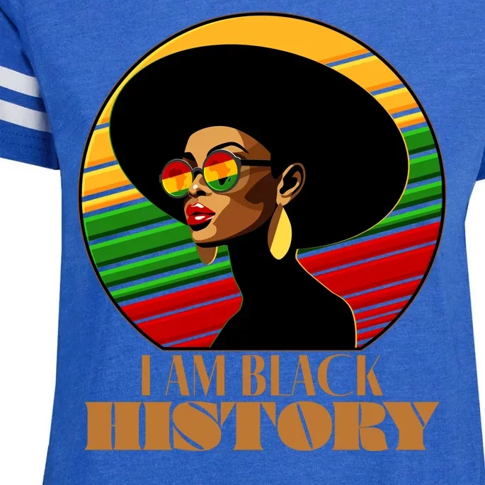 I Am Black History Stylish Black African American Woman Enza Ladies Jersey Football T-Shirt