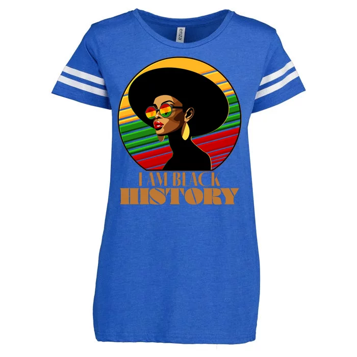 I Am Black History Stylish Black African American Woman Enza Ladies Jersey Football T-Shirt