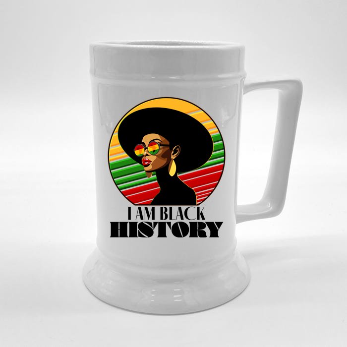 I Am Black History Stylish Black African American Woman Front & Back Beer Stein