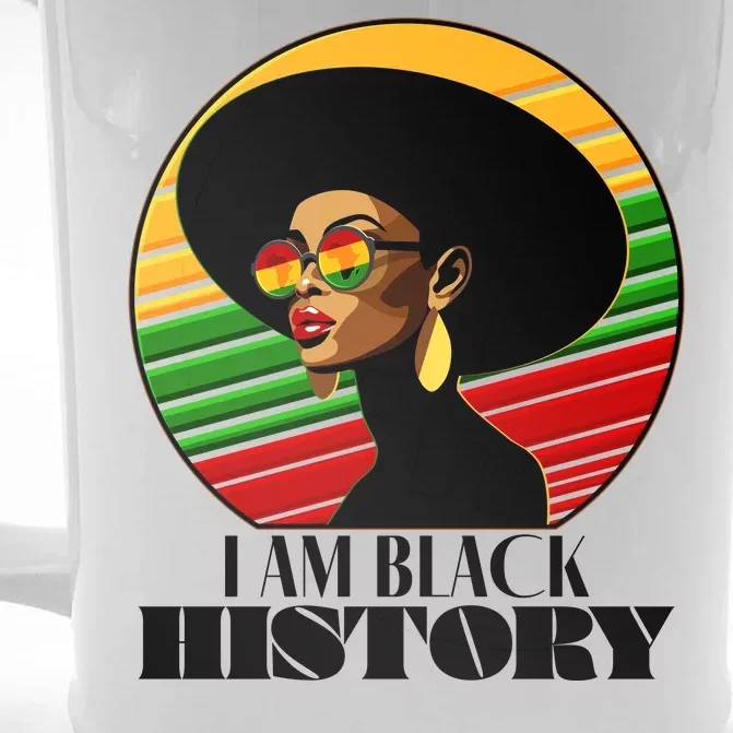 I Am Black History Stylish Black African American Woman Front & Back Beer Stein