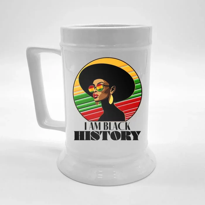 I Am Black History Stylish Black African American Woman Front & Back Beer Stein