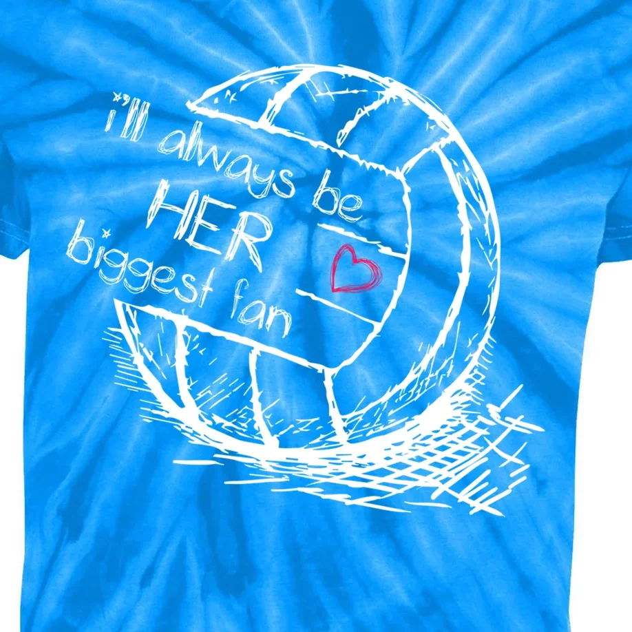 I'll Always Be Her Biggest Fan Gift Volleyball Gift Proud Mom Dad Gift Kids Tie-Dye T-Shirt