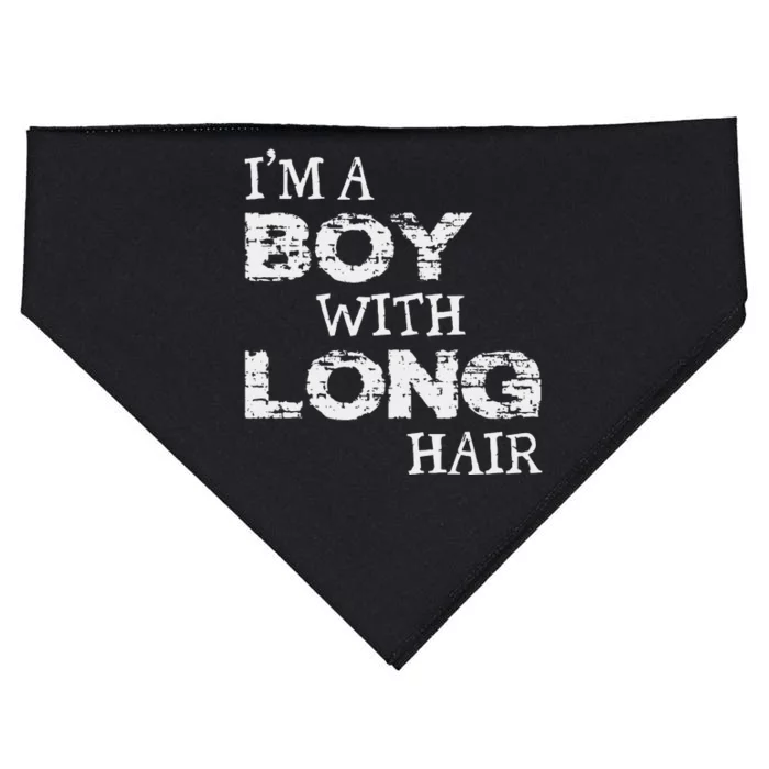 IM A Boy With Long Hair Funny Boy Cool Long Hair USA-Made Doggie Bandana