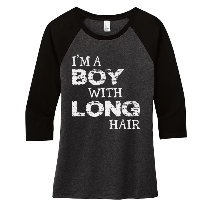 IM A Boy With Long Hair Funny Boy Cool Long Hair Women's Tri-Blend 3/4-Sleeve Raglan Shirt