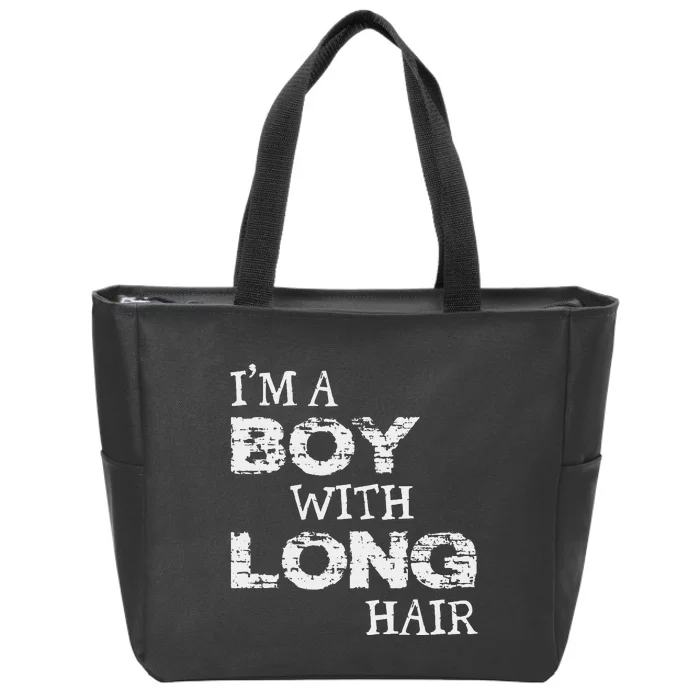 IM A Boy With Long Hair Funny Boy Cool Long Hair Zip Tote Bag