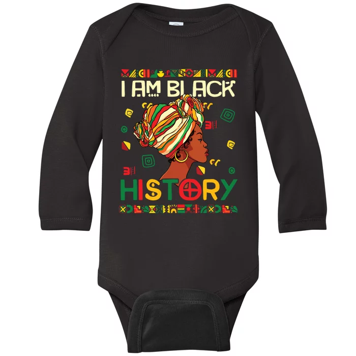 I Am Black History Month African American For Women Girl Baby Long Sleeve Bodysuit