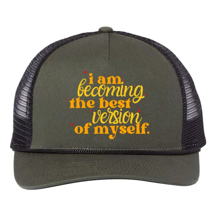 I Am Becoming The Best Version Of Myself Positive Quote Retro Rope Trucker Hat Cap