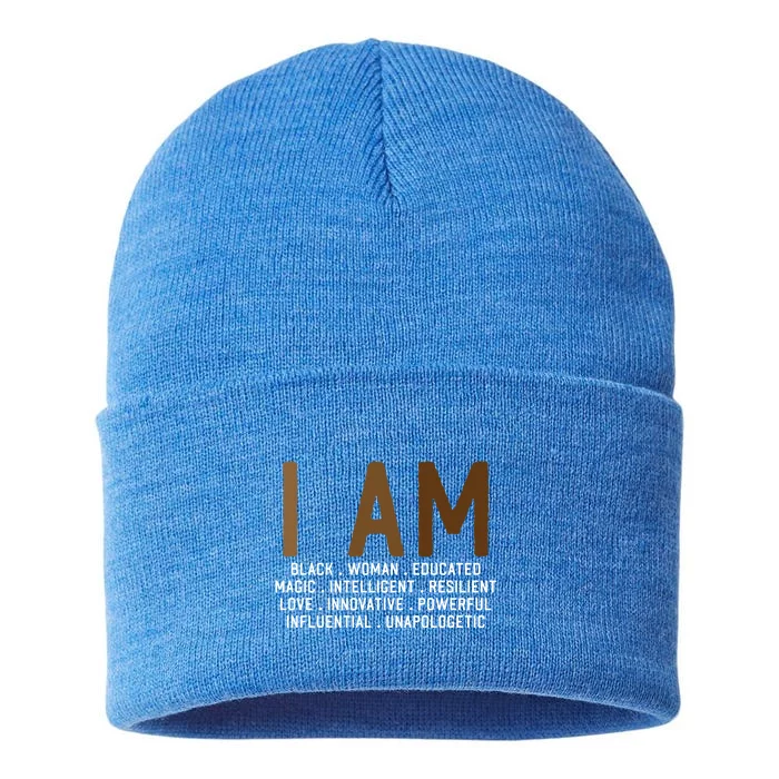 I Am Black African American Proud Black Melanin Queen Gift Sustainable Knit Beanie