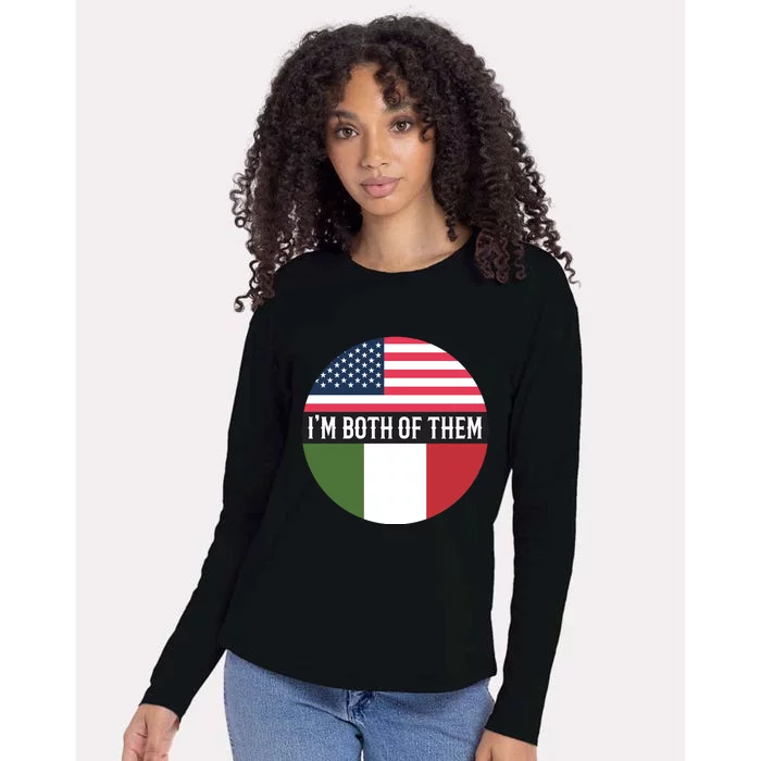 I Am Both Of Them American And Italian Flags Womens Cotton Relaxed Long Sleeve T-Shirt