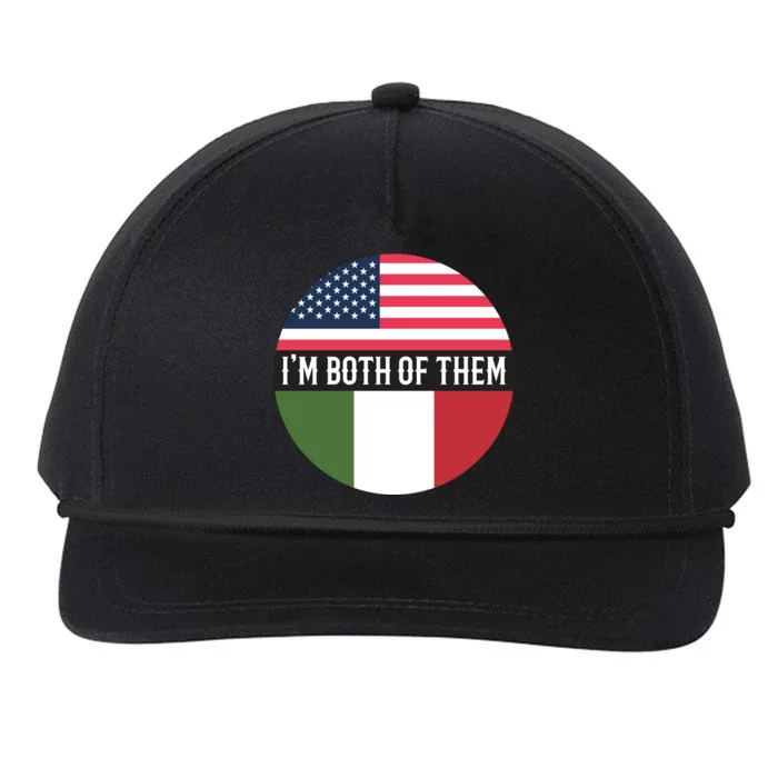 I Am Both Of Them American And Italian Flags Snapback Five-Panel Rope Hat