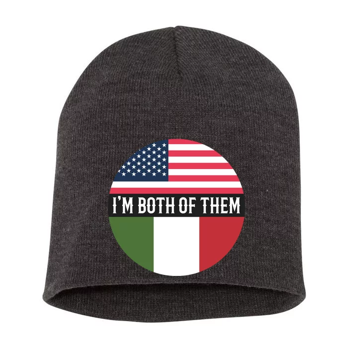 I Am Both Of Them American And Italian Flags Short Acrylic Beanie