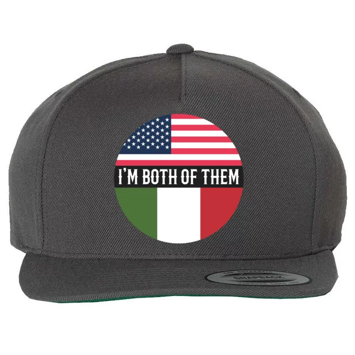 I Am Both Of Them American And Italian Flags Wool Snapback Cap