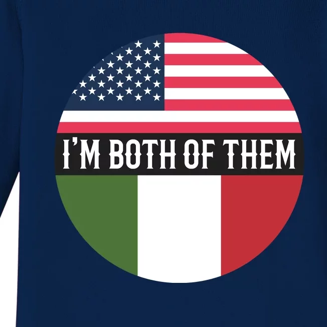 I Am Both Of Them American And Italian Flags Baby Long Sleeve Bodysuit