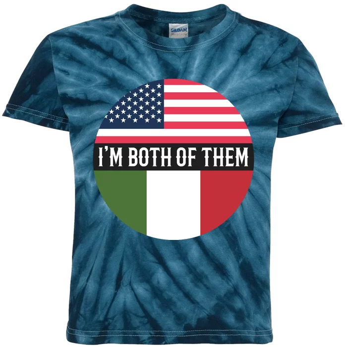 I Am Both Of Them American And Italian Flags Kids Tie-Dye T-Shirt