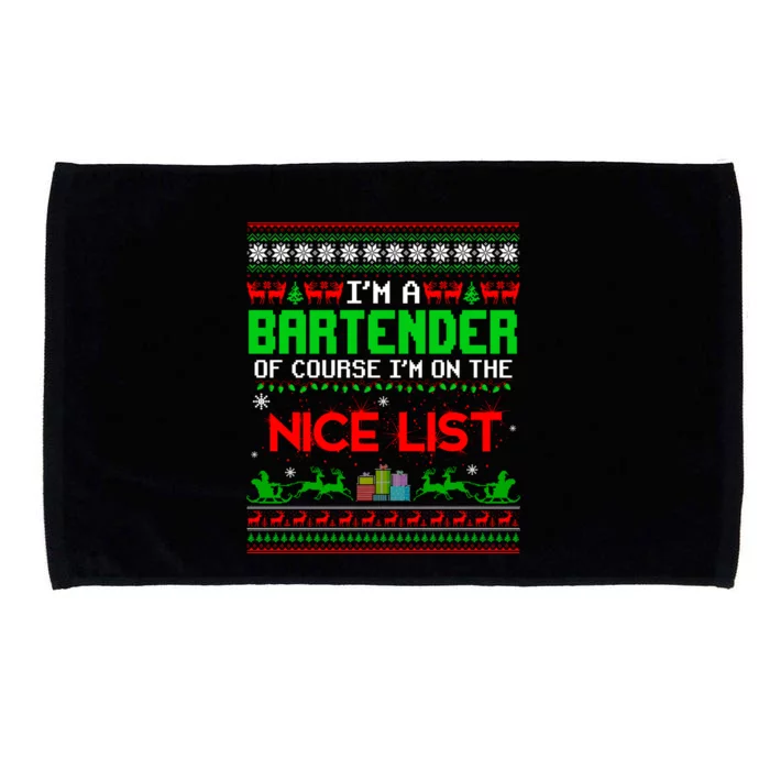 I'm A Bartender Of Course I'm On The Nice List Ugly Xmas Gift Microfiber Hand Towel