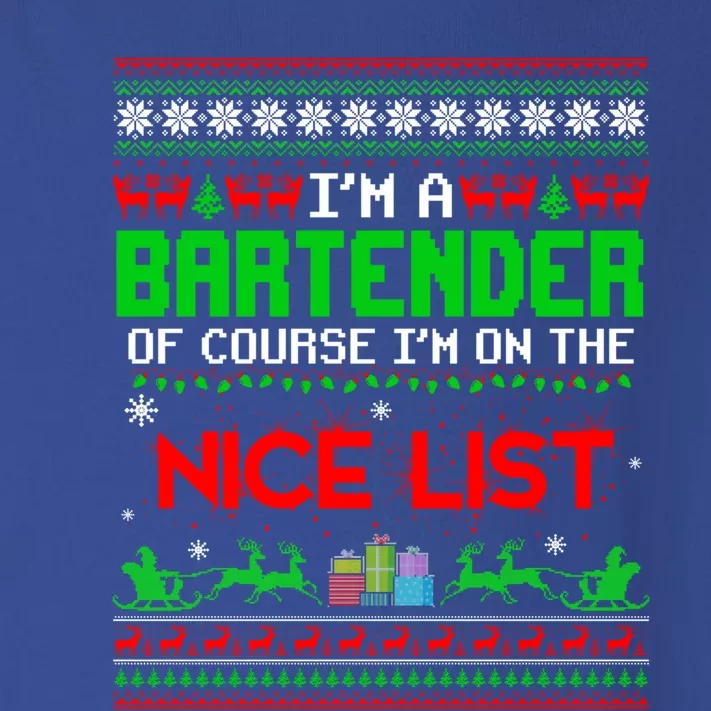 I'm A Bartender Of Course I'm On The Nice List Ugly Xmas Gift Toddler Long Sleeve Shirt