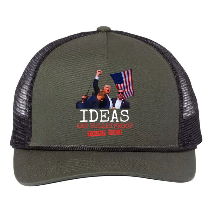 Ideas Are Bulletproof Trump 2024 Retro Rope Trucker Hat Cap