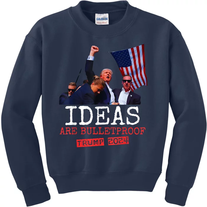 Ideas Are Bulletproof Trump 2024 Kids Sweatshirt