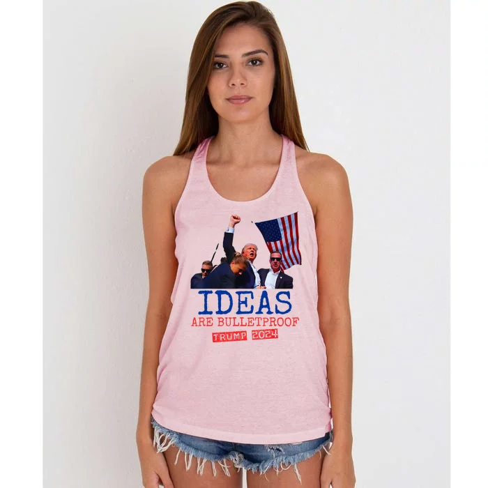 Ideas Are Bulletproof Trump 2024 Women's Knotted Racerback Tank