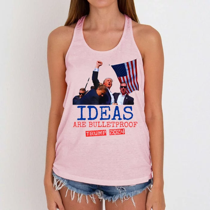 Ideas Are Bulletproof Trump 2024 Women's Knotted Racerback Tank