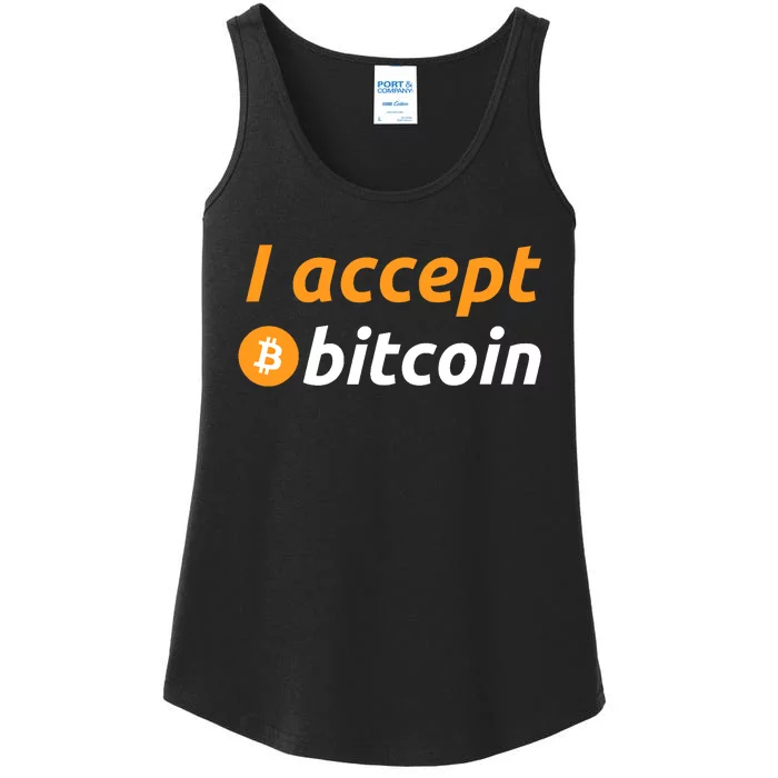 I Accept Bitcoin Funny Crypto Trader BTC Bitcoin Investor Ladies Essential Tank