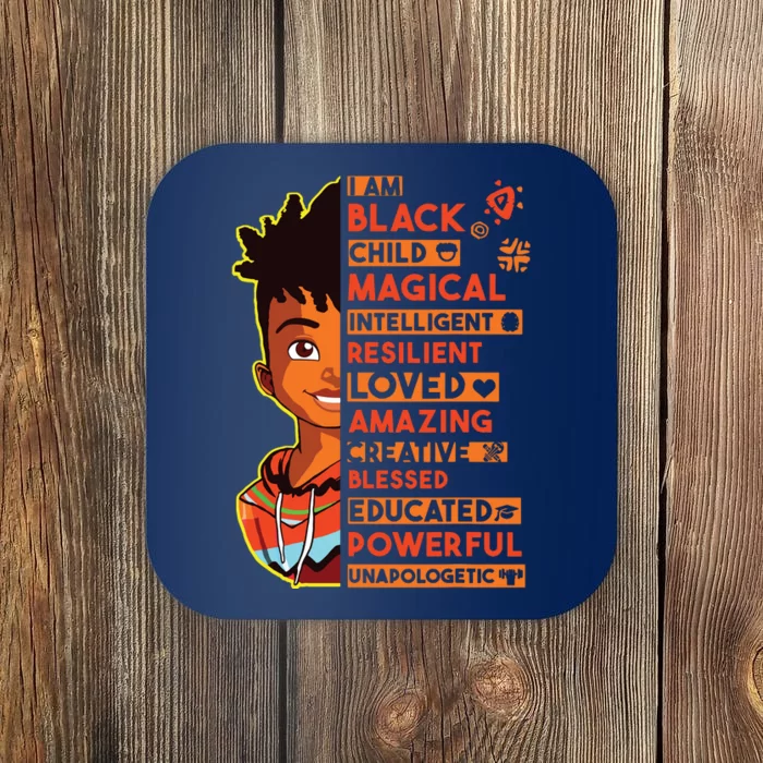 I Am Black History Month Boy African American Coaster