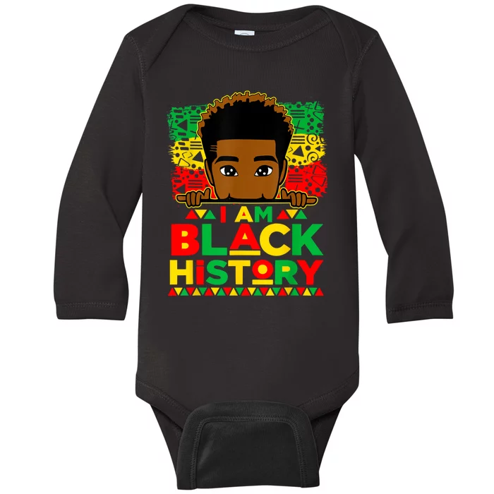 I Am Black History Month African American For Boy Baby Long Sleeve Bodysuit