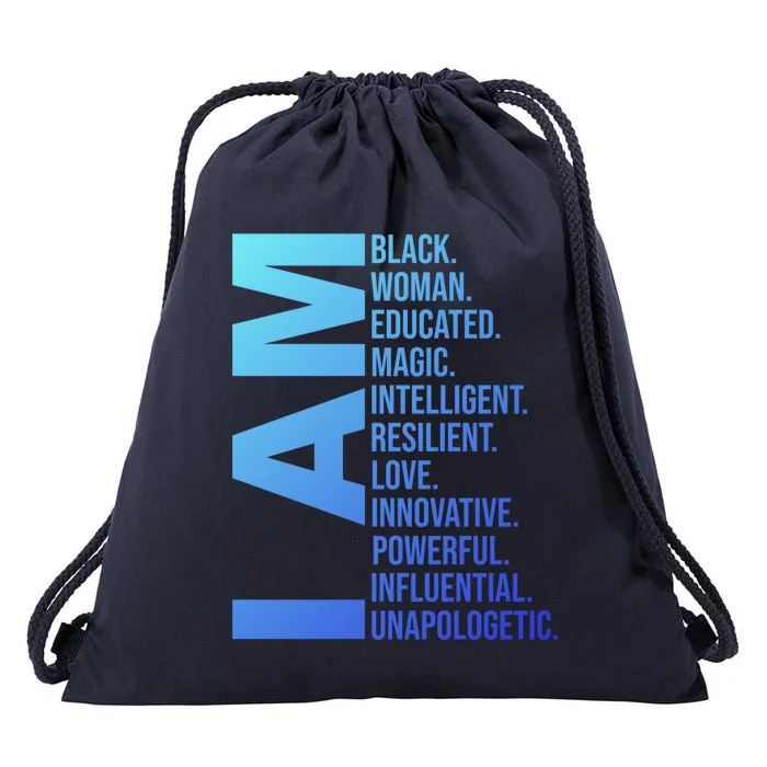 I Am Black Black History Month Educated Black Gift Drawstring Bag