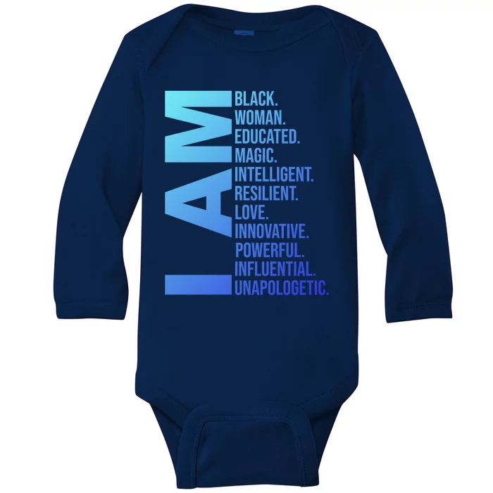 I Am Black Black History Month Educated Black Gift Baby Long Sleeve Bodysuit