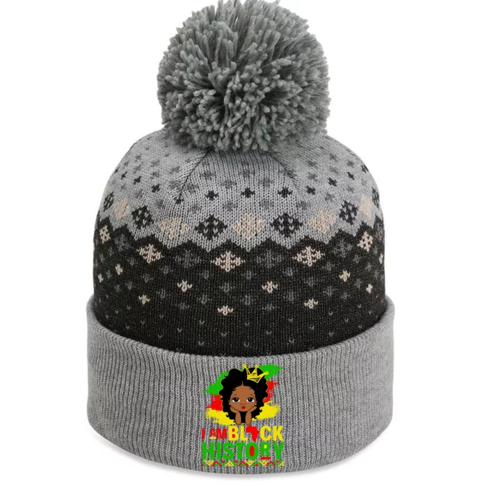 I Am Black History Cute Afro Juneteenth Black History Gift The Baniff Cuffed Pom Beanie