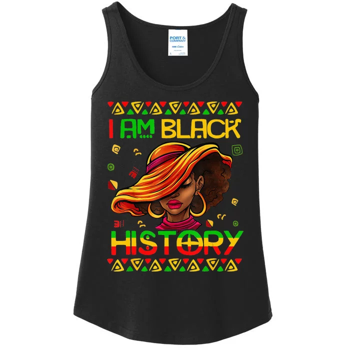 I Am Black History Month African American Afro Wo Ladies Essential Tank