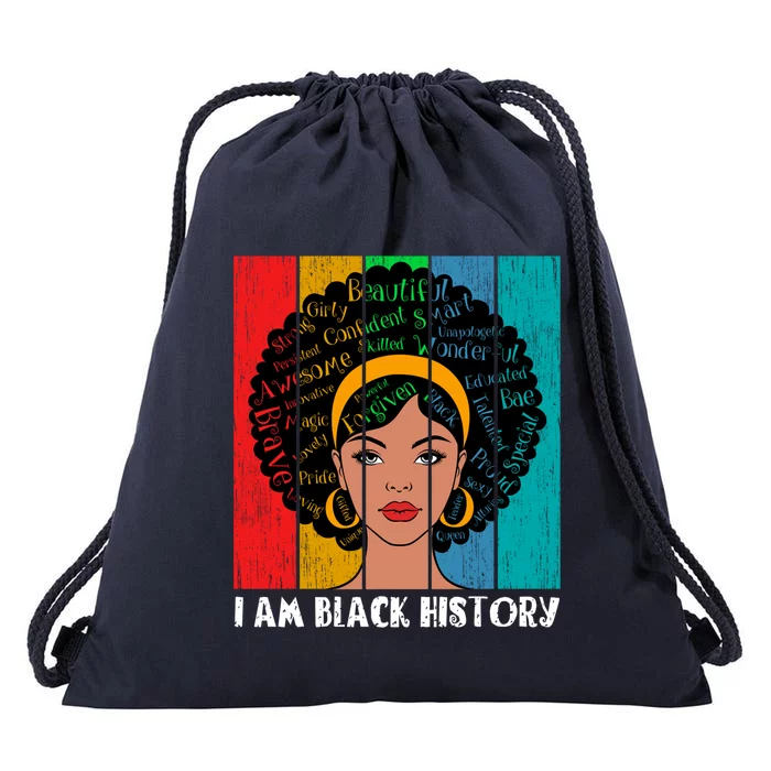 I Am Black History Melanin African American Juneteenth Gift Drawstring Bag