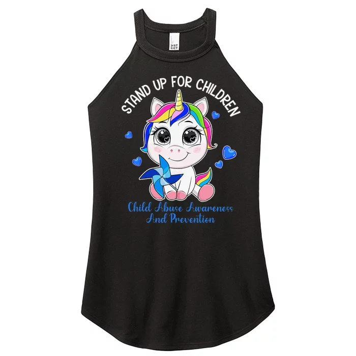 In April Blue Gnome Child Abuse Prevention Awareness Women’s Perfect Tri Rocker Tank