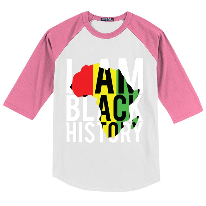 I Am Black History Black History Month Pride Gift Kids Colorblock Raglan Jersey