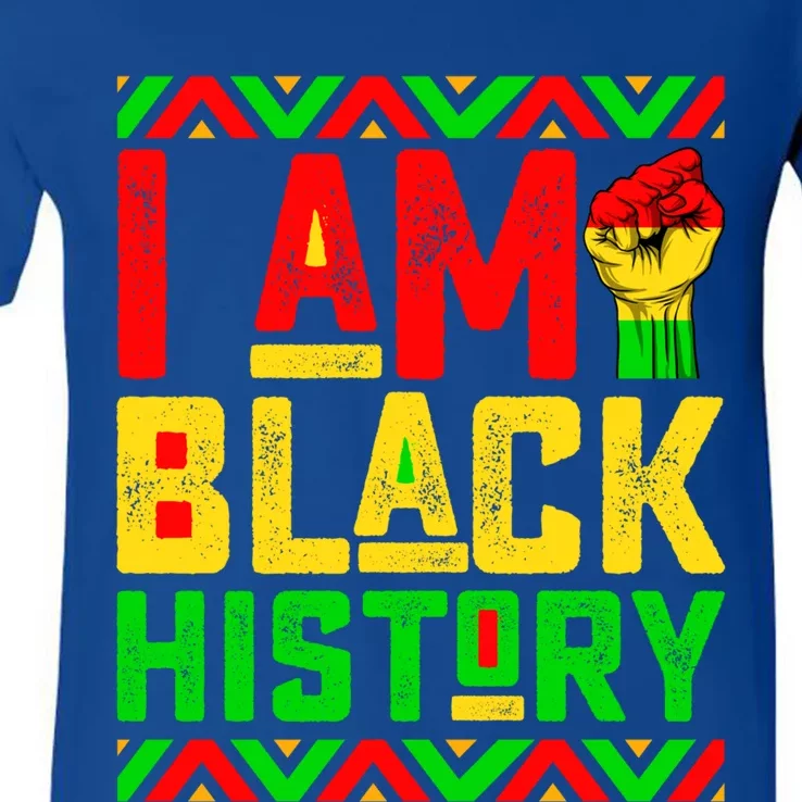 I Am Black History Month Pink And Green Juneteenth Cool Gift V-Neck T-Shirt