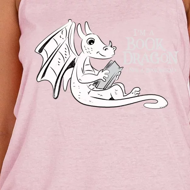 Im A Book Dragon Not A Bookworm Funny Graphic Gift Women's Knotted Racerback Tank