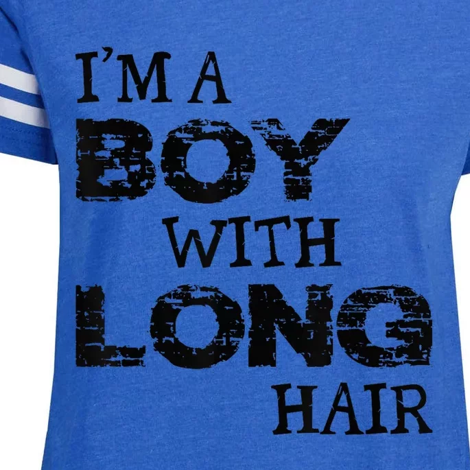 I'm A Boy With Long Hair Funny kid boy Cool Long Hair Enza Ladies Jersey Football T-Shirt