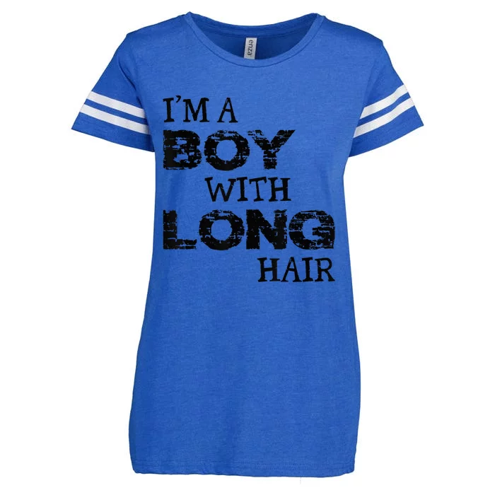 I'm A Boy With Long Hair Funny kid boy Cool Long Hair Enza Ladies Jersey Football T-Shirt