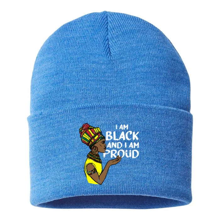 I Am Black And I Am Proud History African American Funny Gift Sustainable Knit Beanie