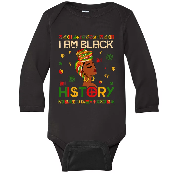 I Am Black History Month African American Baby Long Sleeve Bodysuit