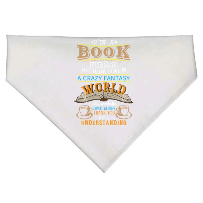 Im A Book Nerd Fantasy World Read Bookworm Gift USA-Made Doggie Bandana